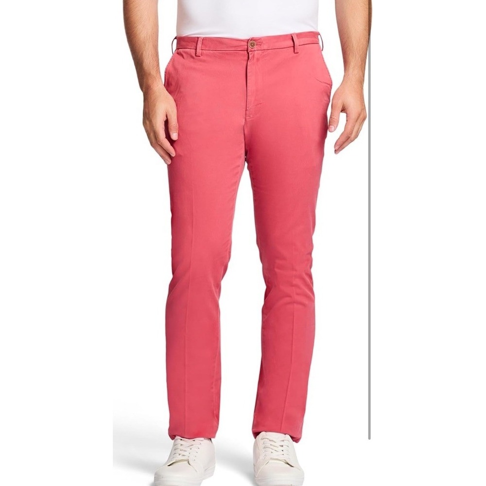 NWT IZOD Saltwater Stretch Chino Pants Men 33x32 Straight Fit Red MSRP $70